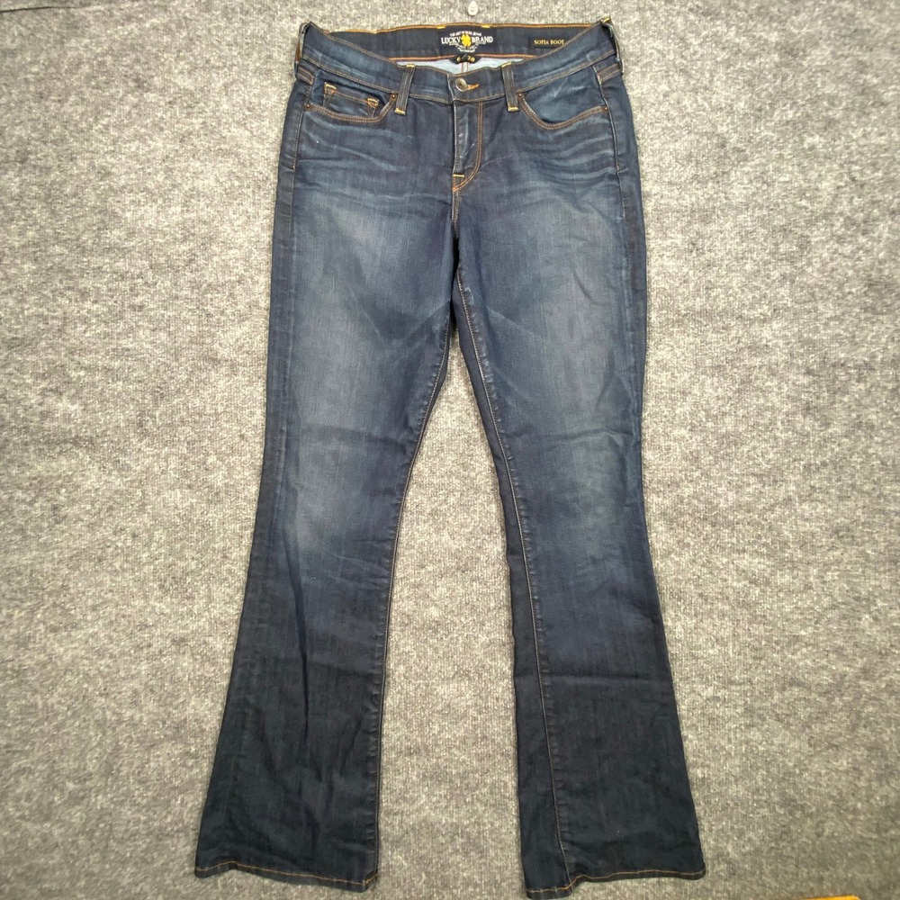 Lucky Brand Sofia Boot Jeans Womens 6 28 Dark‎ Wash Bootcut Denim Made in USA